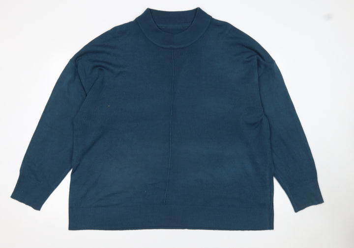 Long Tall Sally Women Blue Acrylic Mock Neck Long Sleeve Jumper Size 22-24