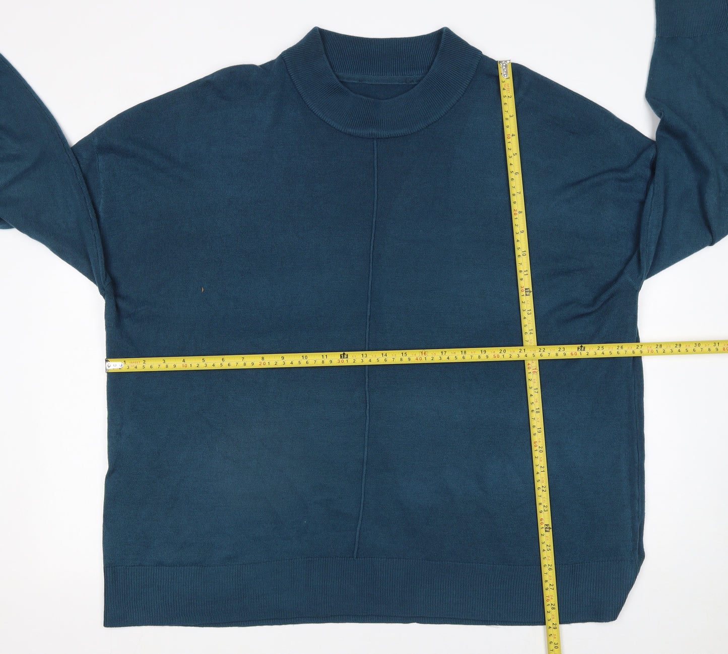 Long Tall Sally Women Blue Acrylic Mock Neck Long Sleeve Jumper Size 22-24