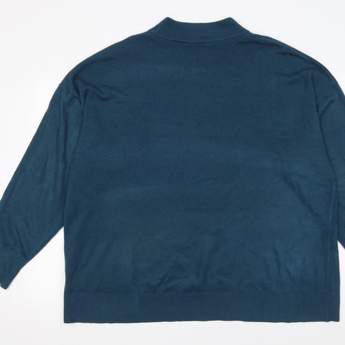Long Tall Sally Women Blue Acrylic Mock Neck Long Sleeve Jumper Size 22-24