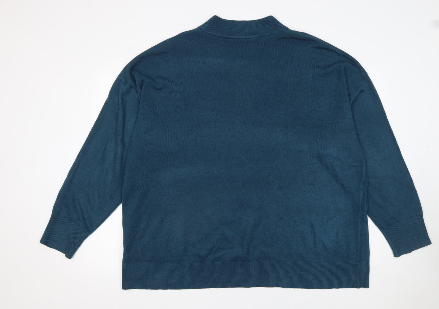 Long Tall Sally Women Blue Acrylic Mock Neck Long Sleeve Jumper Size 22-24