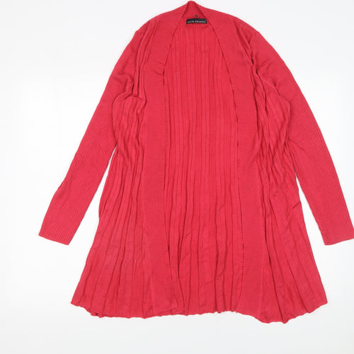 David Emanuel Women's Red Long Sleeve Open Knit Cardigan Size S
