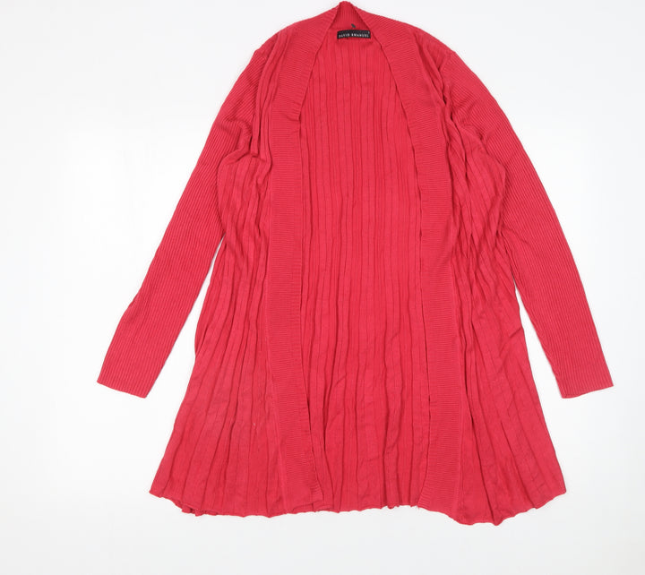 David Emanuel Women's Red Long Sleeve Open Knit Cardigan Size S