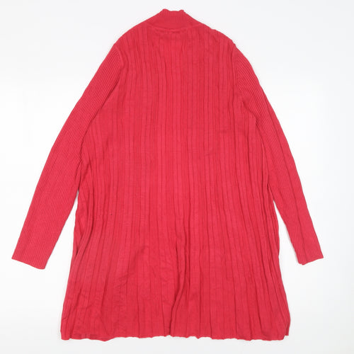 David Emanuel Women's Red Long Sleeve Open Knit Cardigan Size S