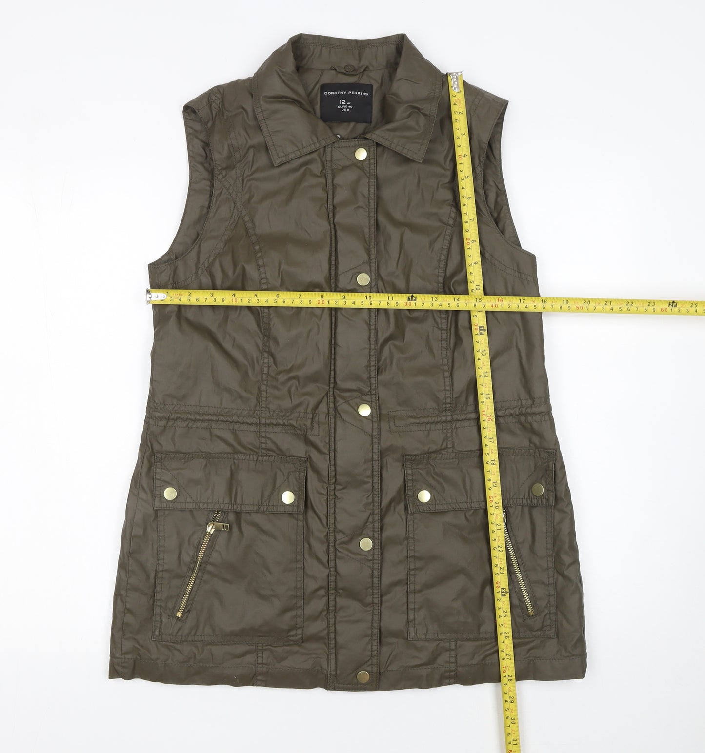 Dorothy Perkins Women’s Green Collared Waistcoat Size 12