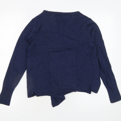 White Stuff Women's Blue Wool Long Sleeve Open Cardigan Size 12