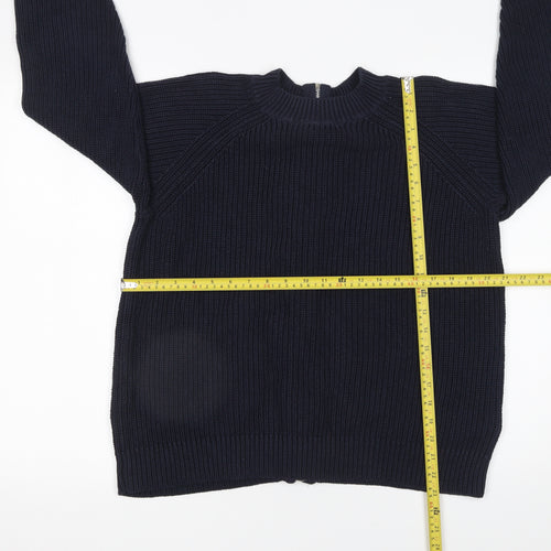 H&M Women's Blue Full Zip Chunky Knit Jumper Size 12
