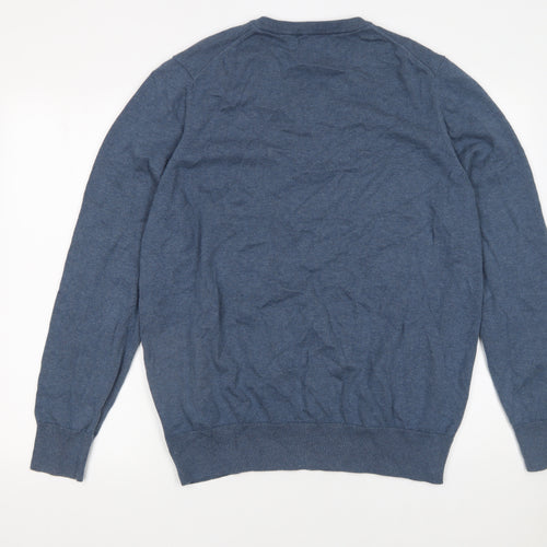 Marks and Spencer Men’s Blue 2XL Cotton V-Neck Jumper