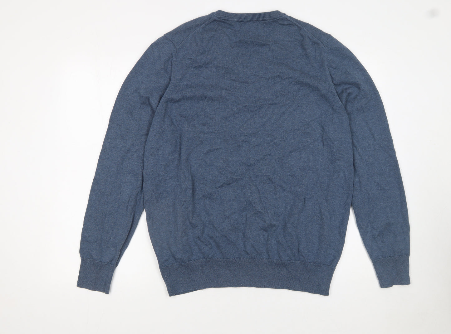 Marks and Spencer Men’s Blue 2XL Cotton V-Neck Jumper