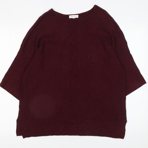 Warehouse Women’s Red Relaxed Knit 3/4 Sleeve Pullover Jumper UK 12