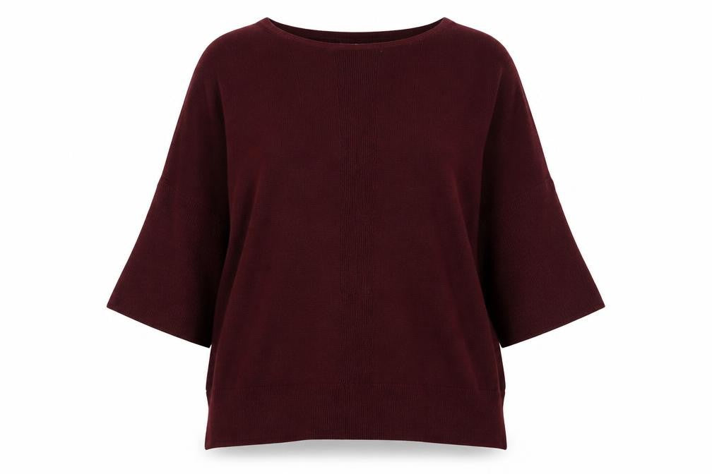 Warehouse Women’s Red Relaxed Knit 3/4 Sleeve Pullover Jumper UK 12