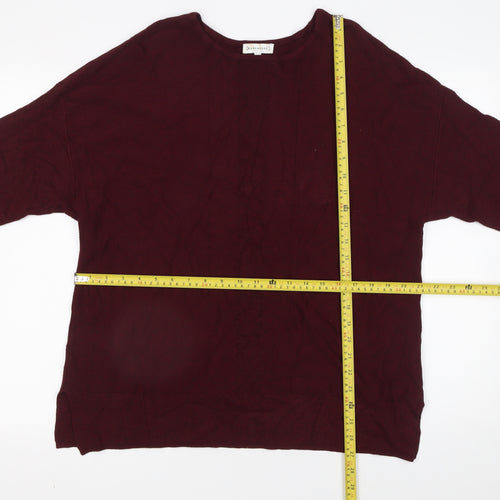 Warehouse Women’s Red Relaxed Knit 3/4 Sleeve Pullover Jumper UK 12