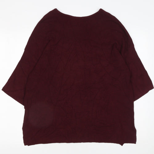 Warehouse Women’s Red Relaxed Knit 3/4 Sleeve Pullover Jumper UK 12