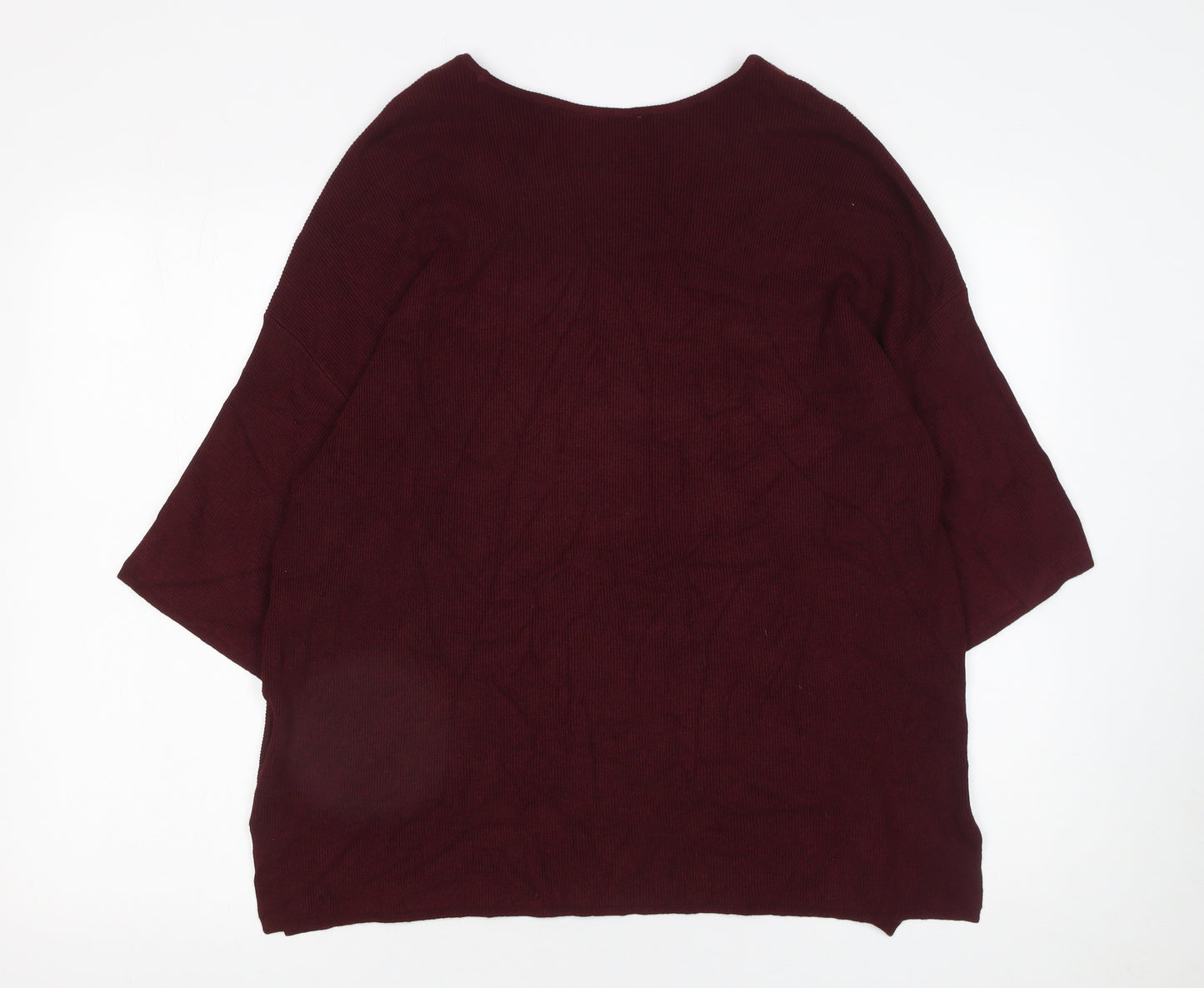 Warehouse Women’s Red Relaxed Knit 3/4 Sleeve Pullover Jumper UK 12
