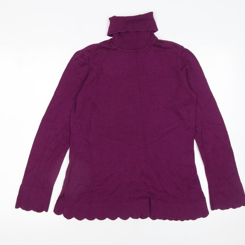 Isaac Mizrahi Live Women Purple XS Roll Neck Cotton Blend Jumper