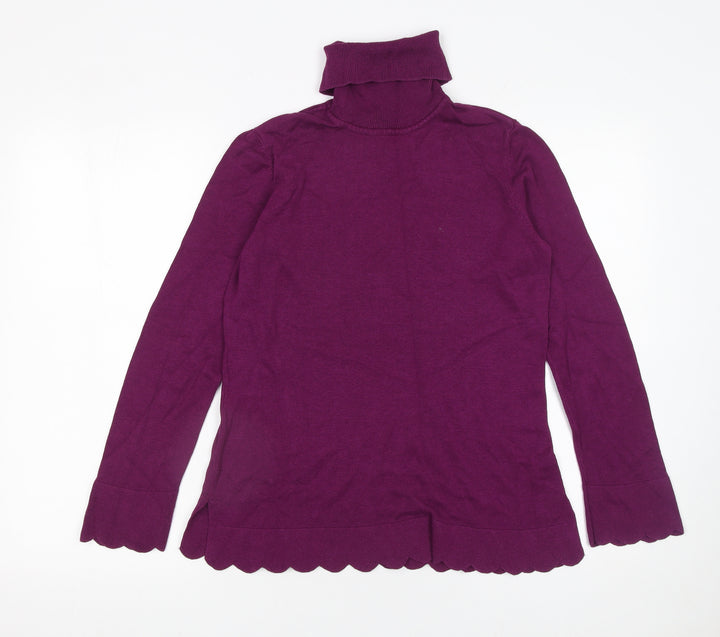 Isaac Mizrahi Live Women Purple XS Roll Neck Cotton Blend Jumper
