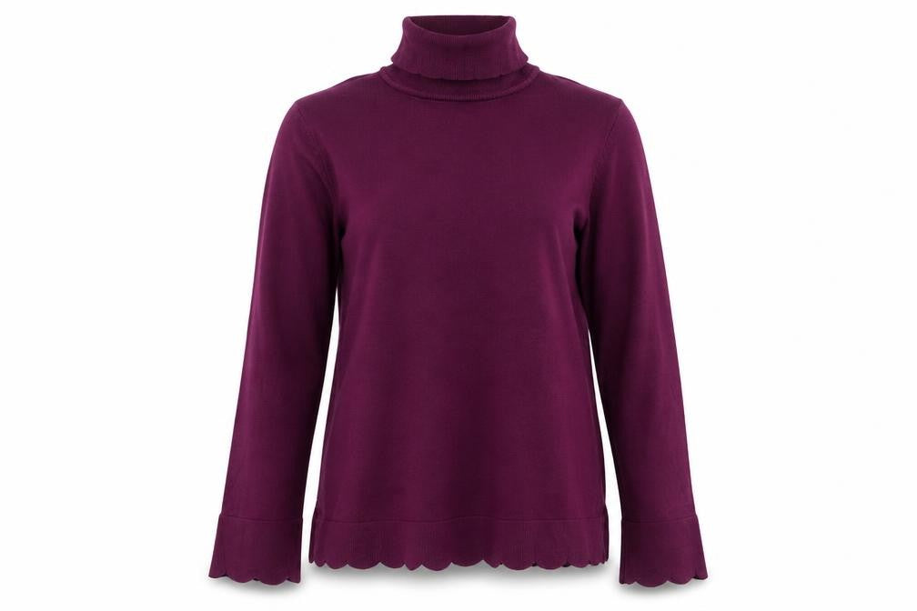 Isaac Mizrahi Live Women Purple XS Roll Neck Cotton Blend Jumper