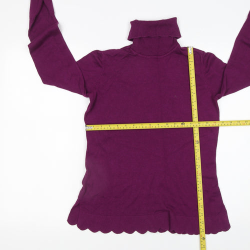 Isaac Mizrahi Live Women Purple XS Roll Neck Cotton Blend Jumper