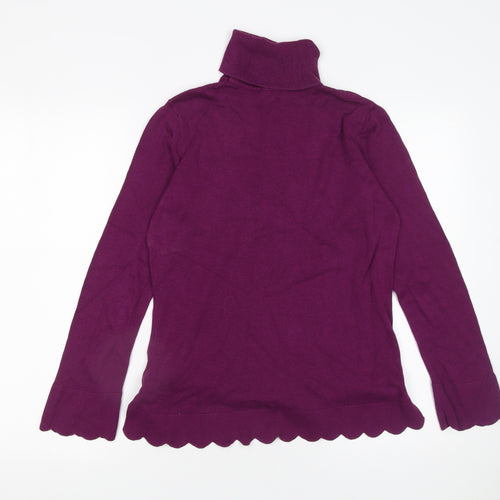 Isaac Mizrahi Live Women Purple XS Roll Neck Cotton Blend Jumper