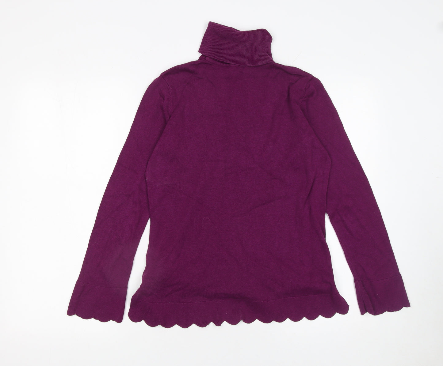 Isaac Mizrahi Live Women Purple XS Roll Neck Cotton Blend Jumper