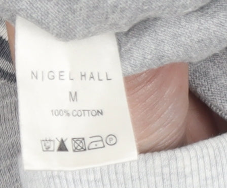 Nigel Hall Men Grey Cotton V-Neck Pullover Jumper M