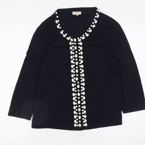 CC Petite Womens Black Embellished Knit Cardigan Size M