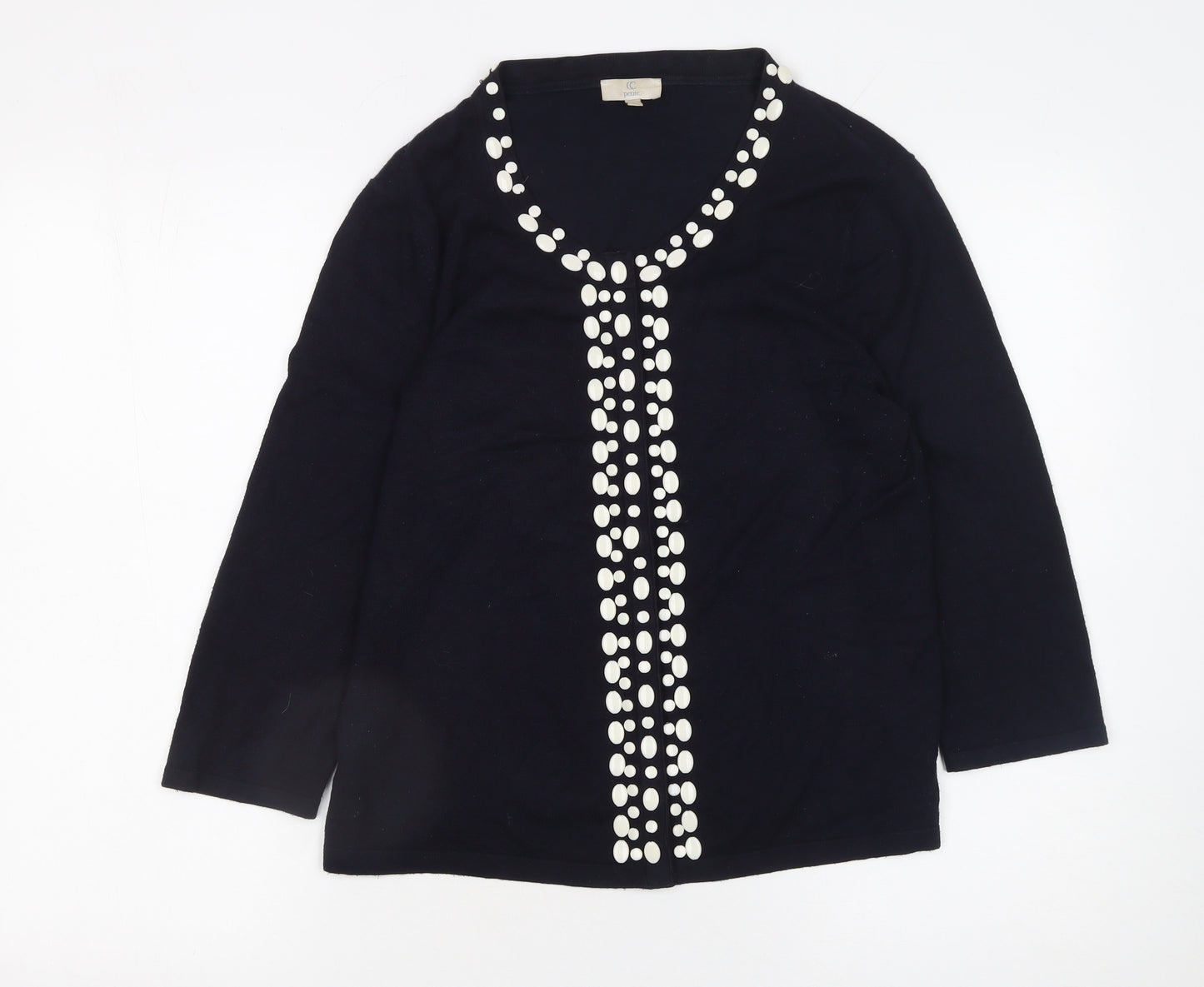 CC Petite Womens Black Embellished Knit Cardigan Size M
