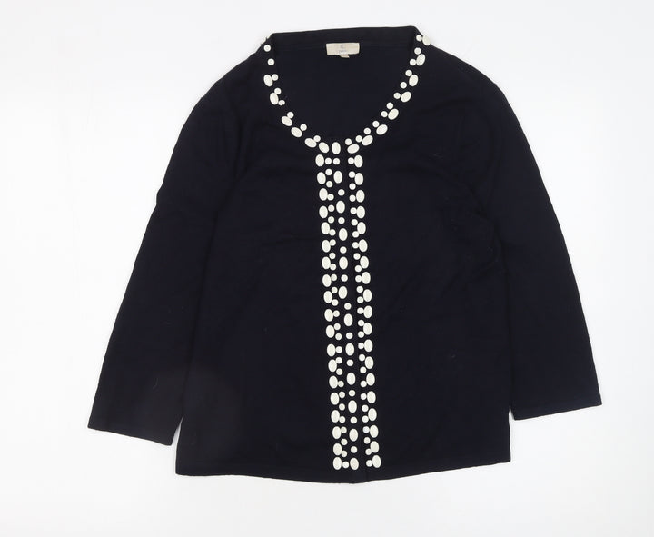 CC Petite Womens Black Embellished Knit Cardigan Size M