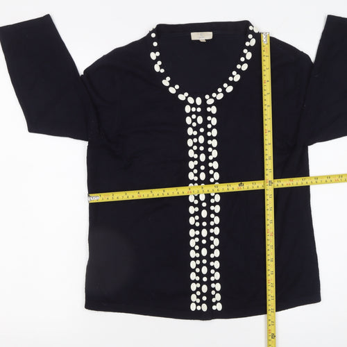 CC Petite Womens Black Embellished Knit Cardigan Size M