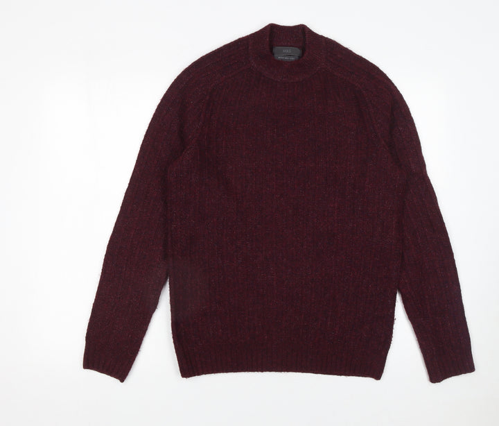 Marks and Spencer Men's Red Wool Blend Rib Knit Jumper Size S