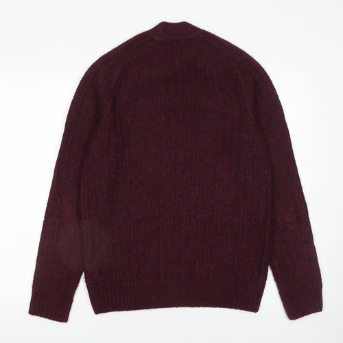 Marks and Spencer Men's Red Wool Blend Rib Knit Jumper Size S
