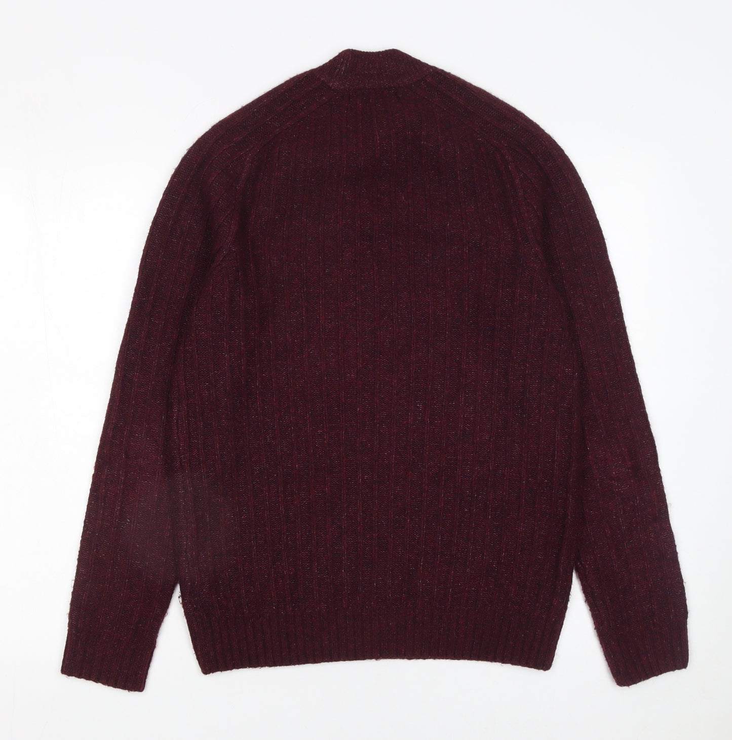 Marks and Spencer Men's Red Wool Blend Rib Knit Jumper Size S