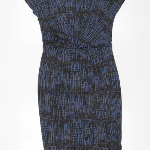 MaxMara Women’s Blue Geometric Bodycon Jersey Dress Size 14