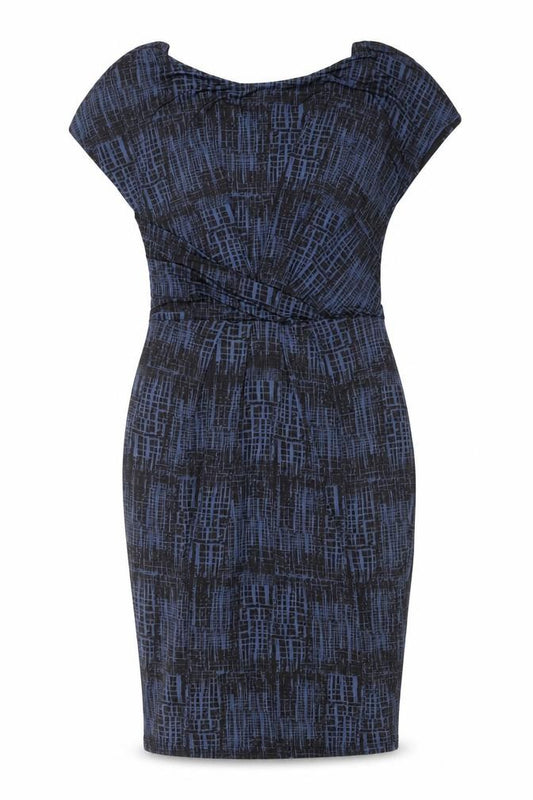MaxMara Women’s Blue Geometric Bodycon Jersey Dress Size 14