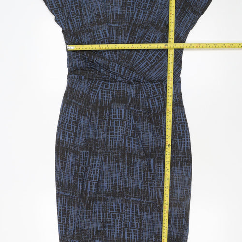 MaxMara Women’s Blue Geometric Bodycon Jersey Dress Size 14