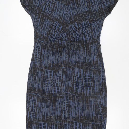 MaxMara Women’s Blue Geometric Bodycon Jersey Dress Size 14