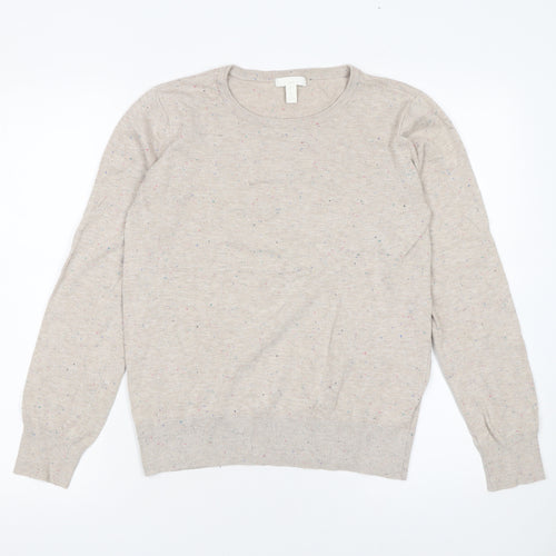 H&M Women Beige Lightweight Crew Neck Pullover Jumper Size S
