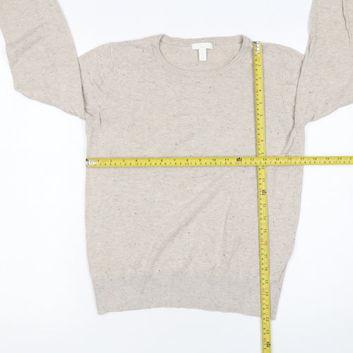 H&M Women Beige Lightweight Crew Neck Pullover Jumper Size S