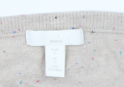 H&M Women Beige Lightweight Crew Neck Pullover Jumper Size S
