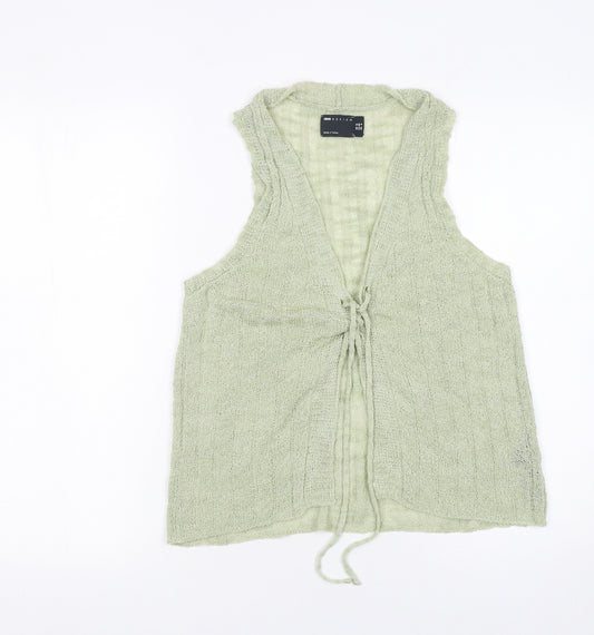 ASOS Design Women Green Knit Sleeveless Tie Front Tank Top Size 12