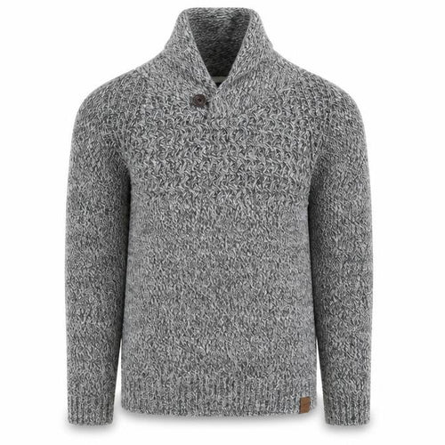 Burton Menswear London Men's Grey Chunky-Knit Shawl Neck Jumper S