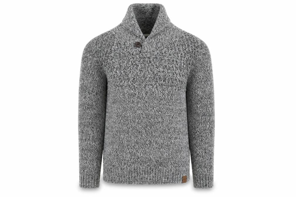 Burton Menswear London Men's Grey Chunky-Knit Shawl Neck Jumper S