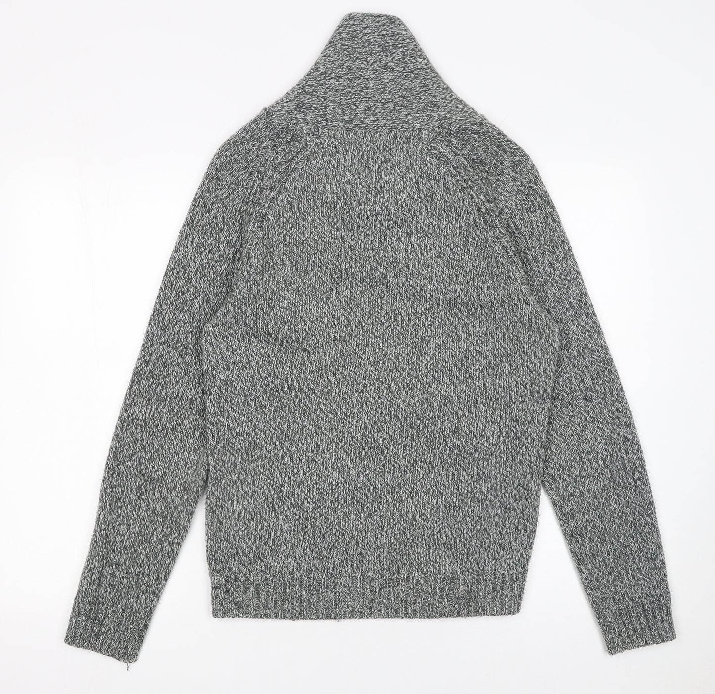 Burton Menswear London Men's Grey Chunky-Knit Shawl Neck Jumper S