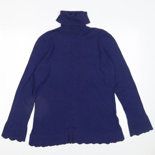 Isaac Mizrahi Live Women's Blue Roll Neck Knit Jumper Size S
