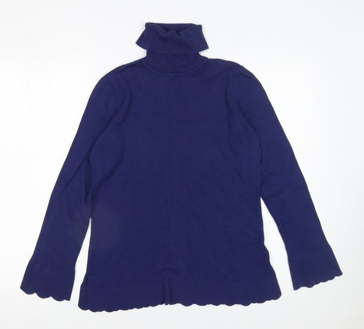 Isaac Mizrahi Live Women's Blue Roll Neck Knit Jumper Size S