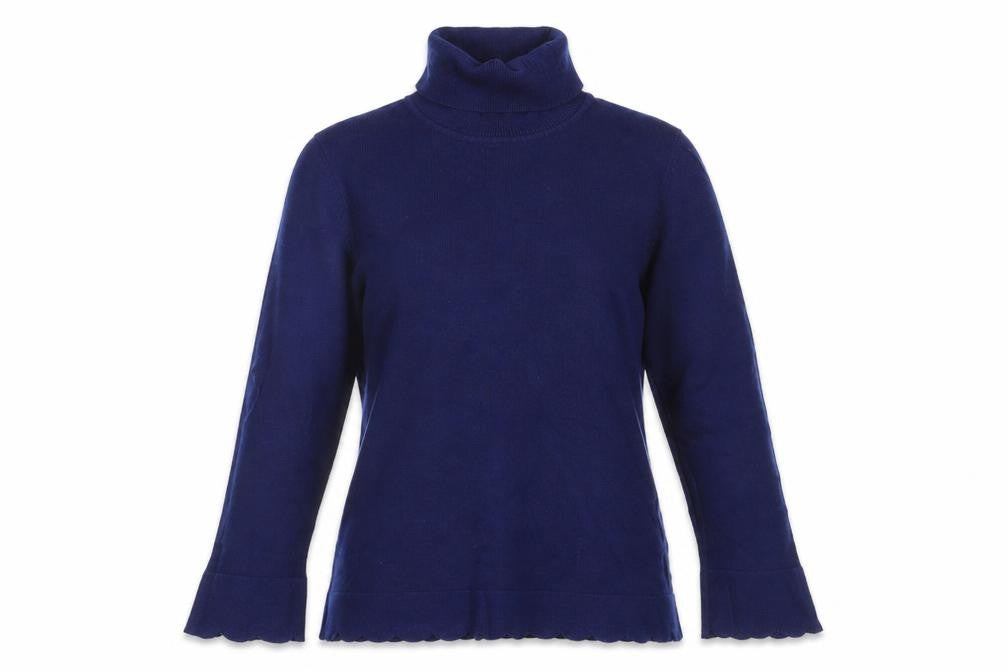 Isaac Mizrahi Live Women's Blue Roll Neck Knit Jumper Size S