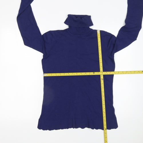 Isaac Mizrahi Live Women's Blue Roll Neck Knit Jumper Size S