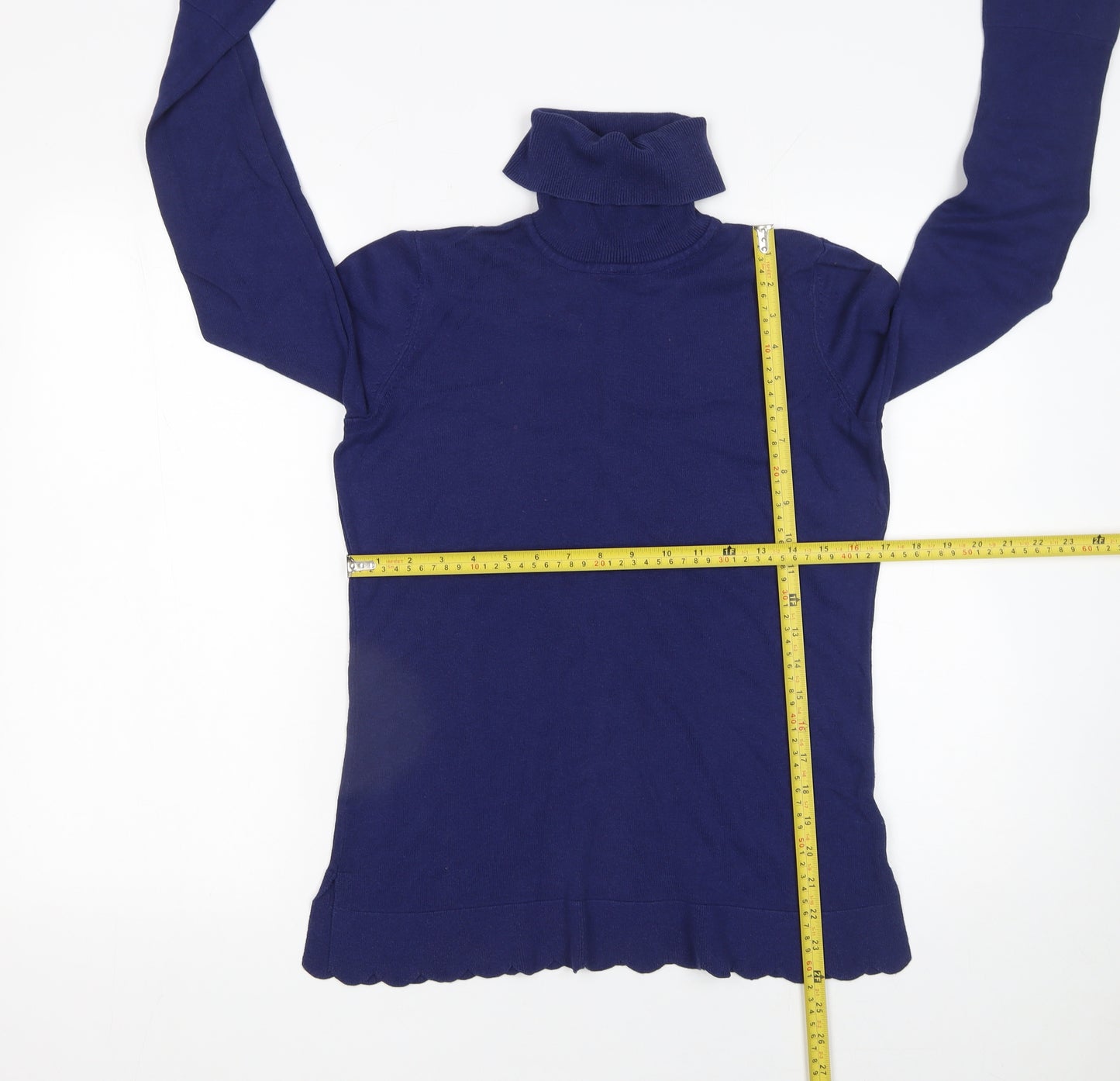 Isaac Mizrahi Live Women's Blue Roll Neck Knit Jumper Size S