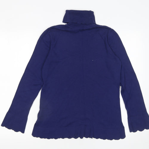 Isaac Mizrahi Live Women's Blue Roll Neck Knit Jumper Size S