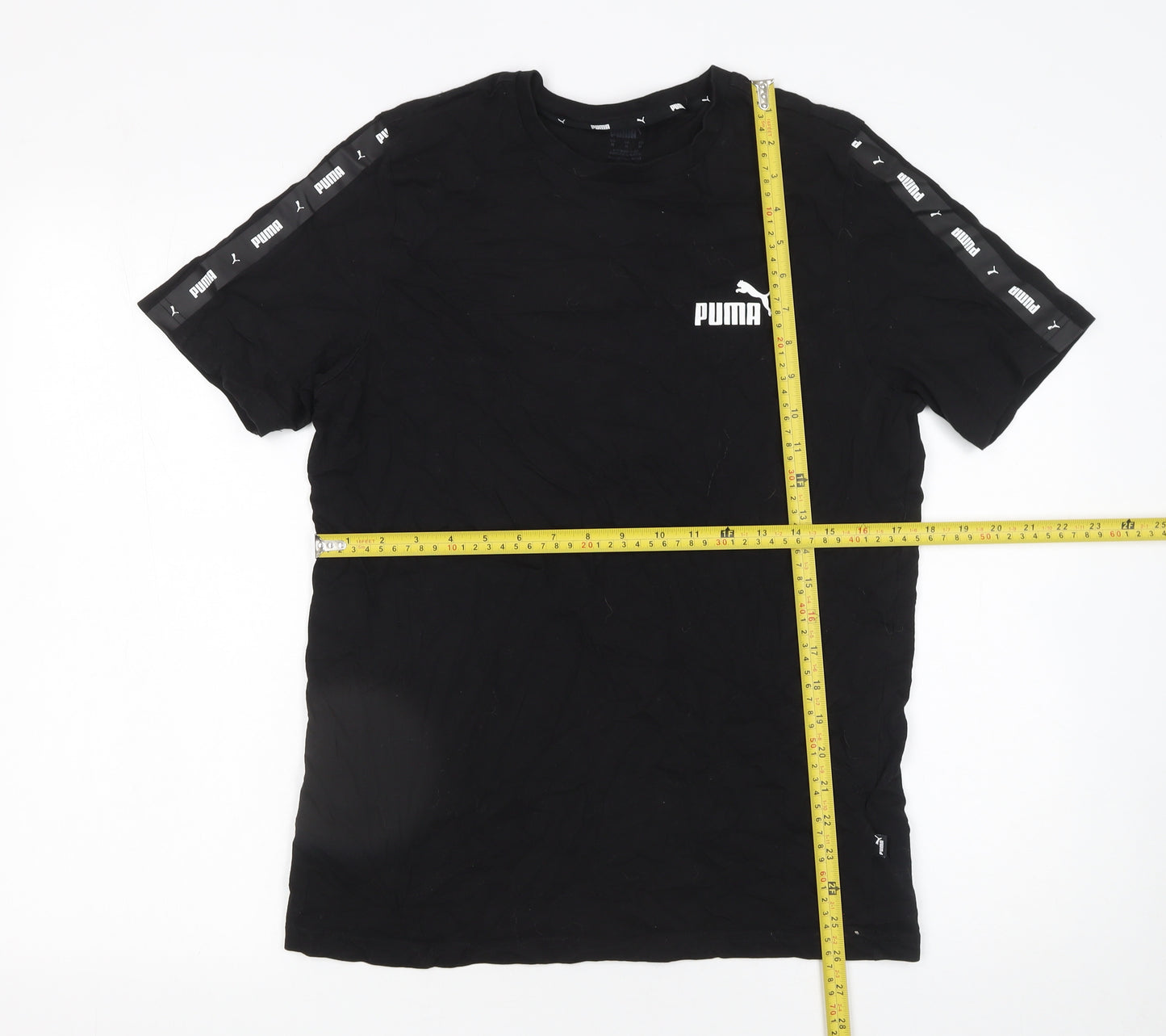 Puma Men's Black Short Sleeve Crew Neck Logo T-Shirt Size M
