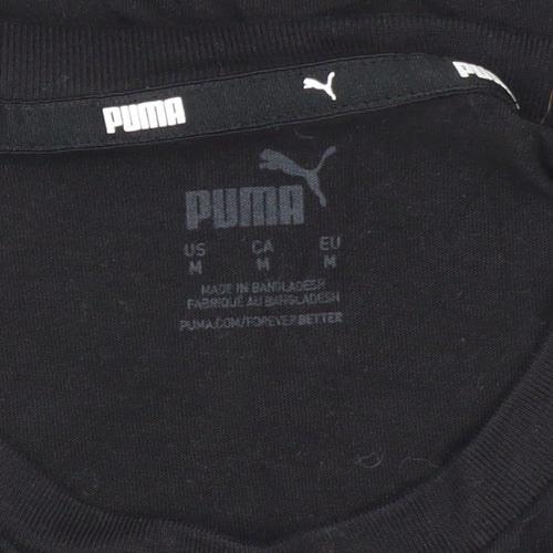 Puma Men's Black Short Sleeve Crew Neck Logo T-Shirt Size M